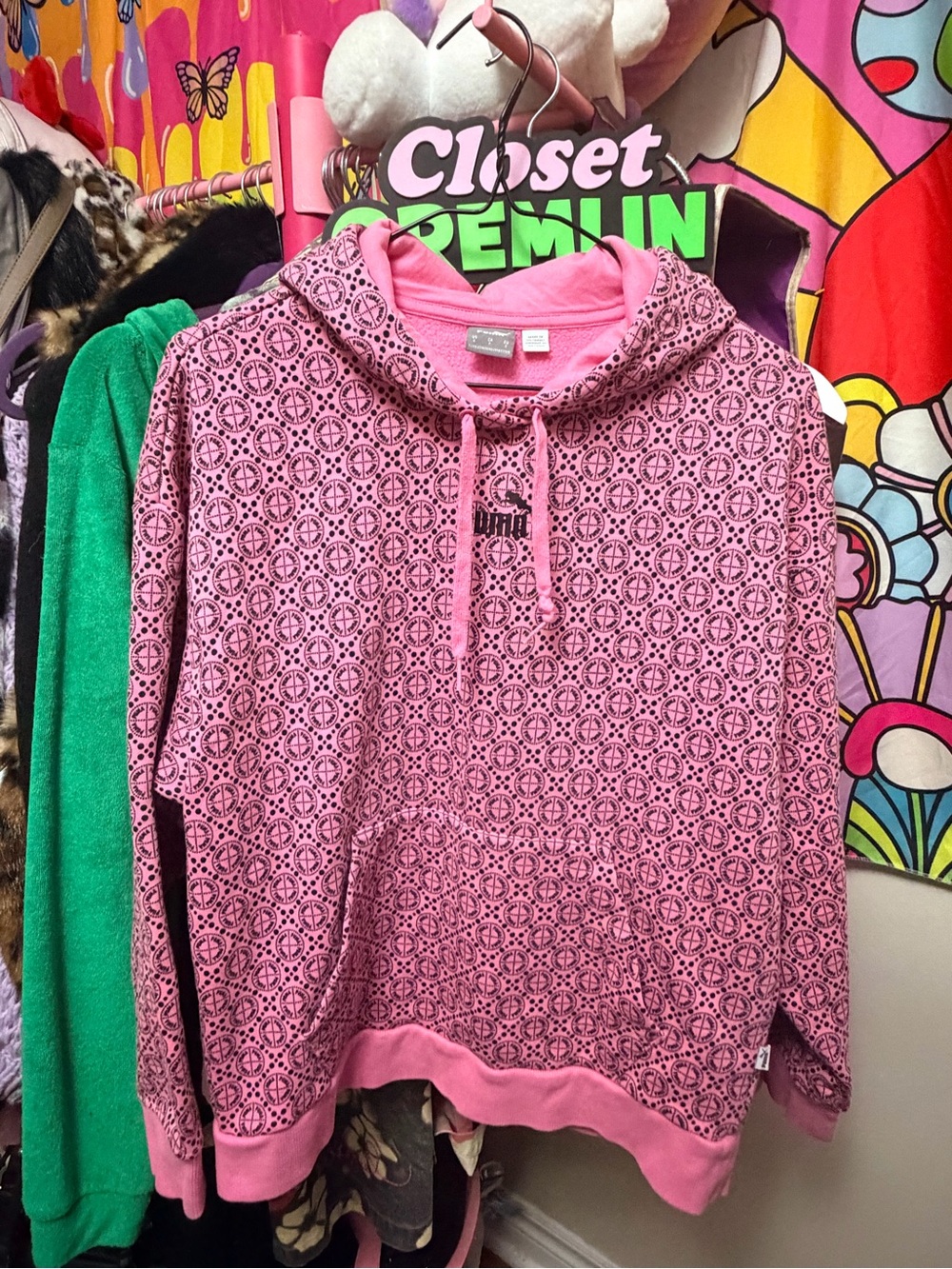 Puma Pink Hooded Sweatshirt with Subtle Graphic